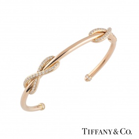 Tiffany & Co. Rose Gold Diamond Double Infinity Cuff Bangle